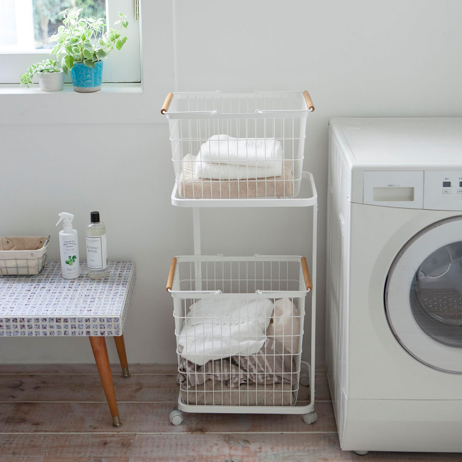 Tosca Laundry Basket M + L Set With Steel Wagon
