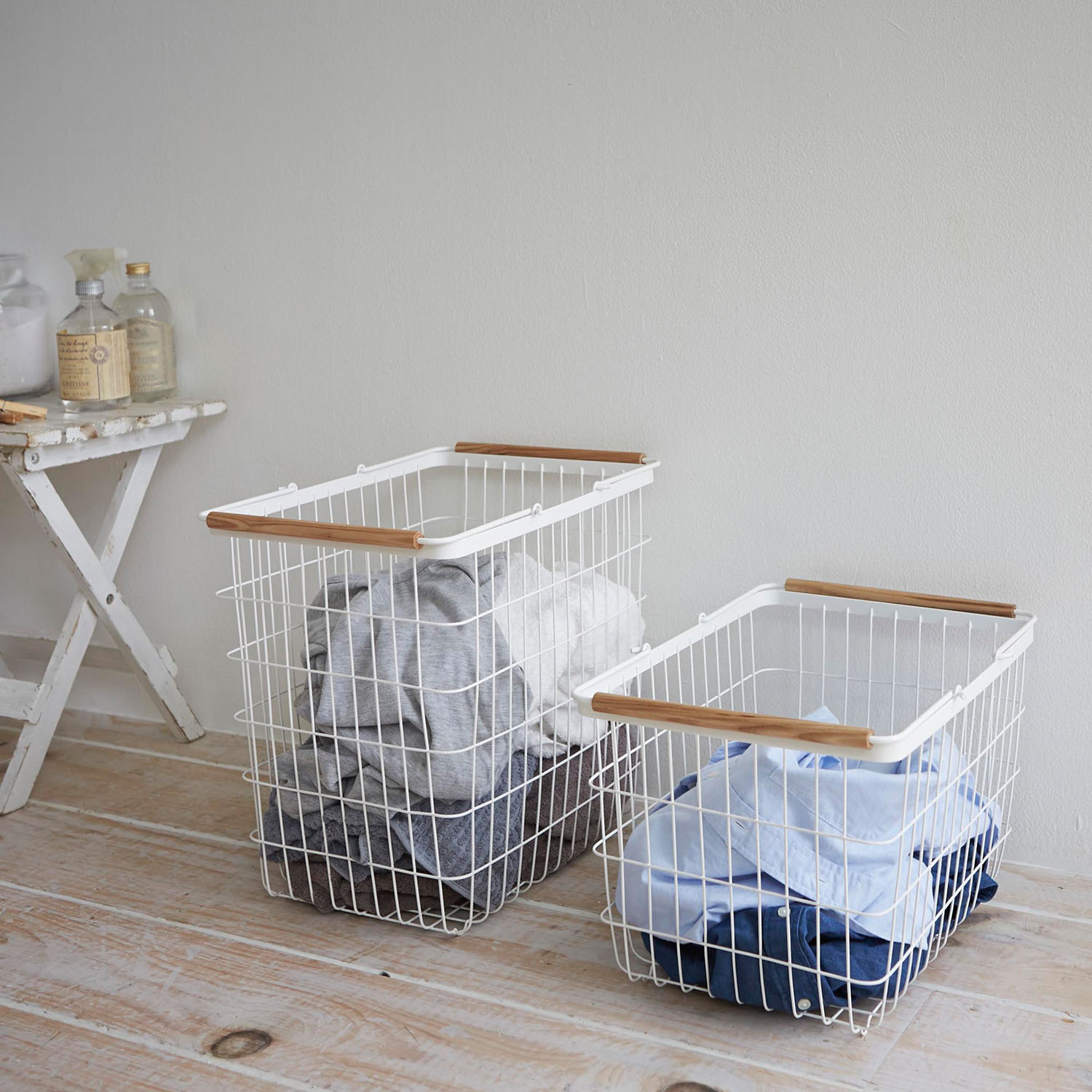 Tosca Laundry Basket M + L Set With Steel Wagon