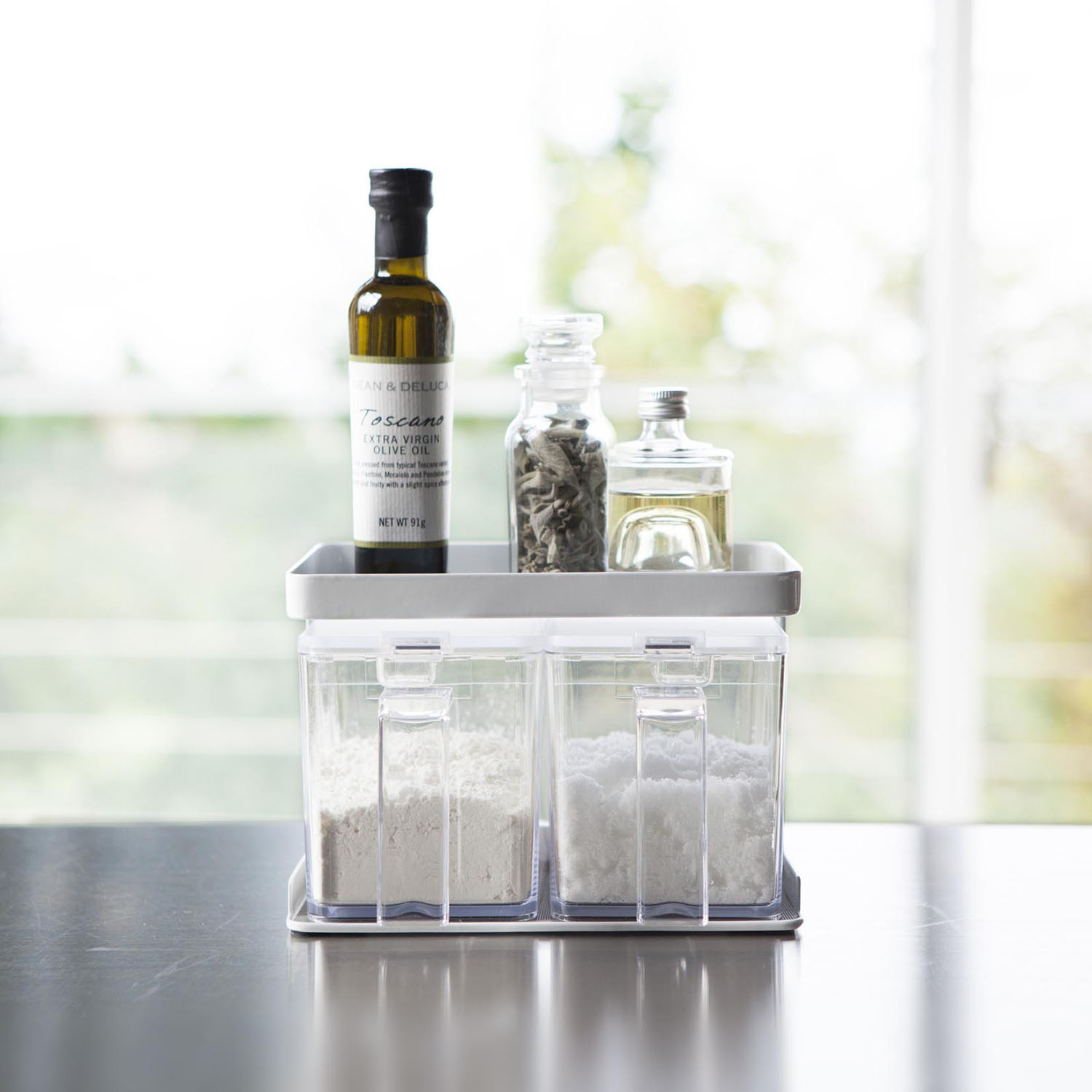Tower Salt And Sugar Containers With Rack (2 Containers)