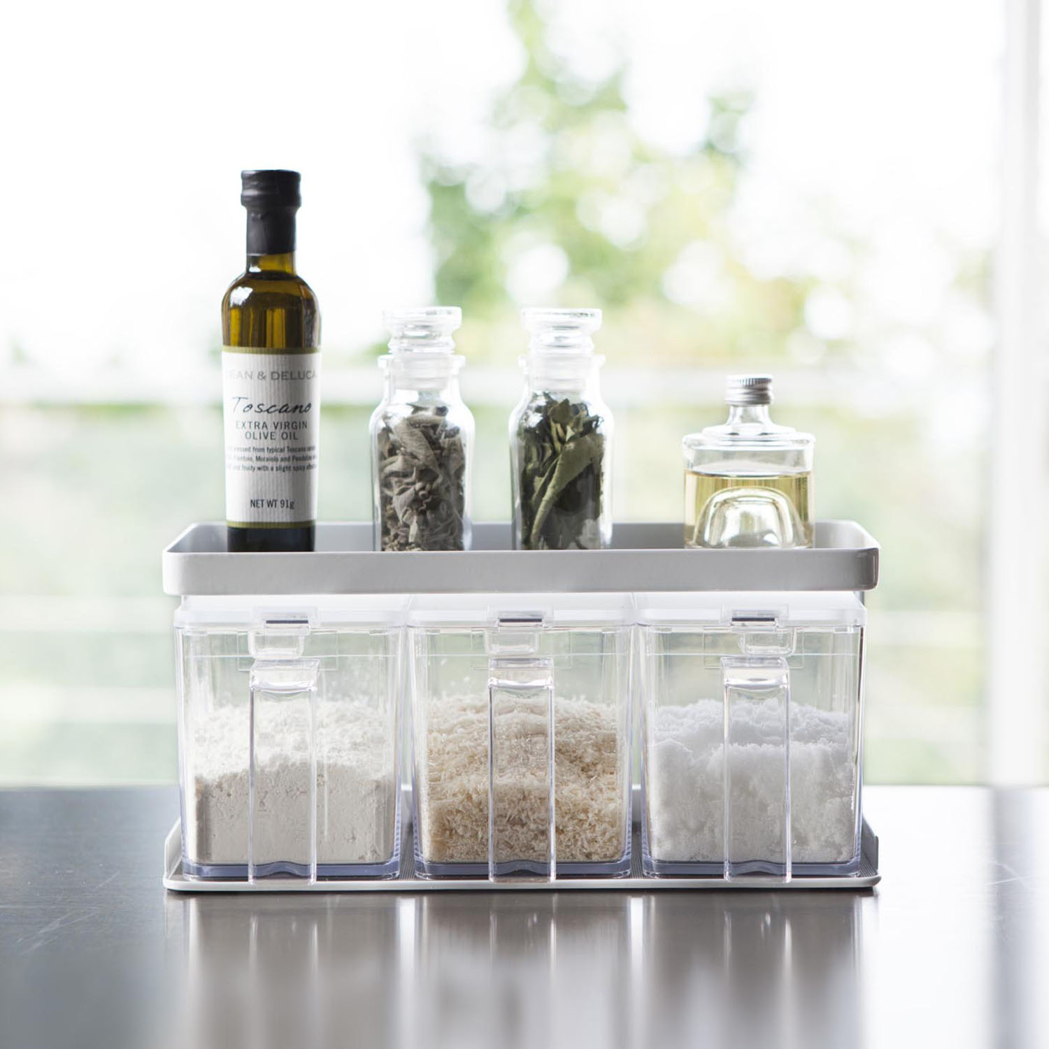 Tower Salt And Sugar Containers With Rack (3 Containers)