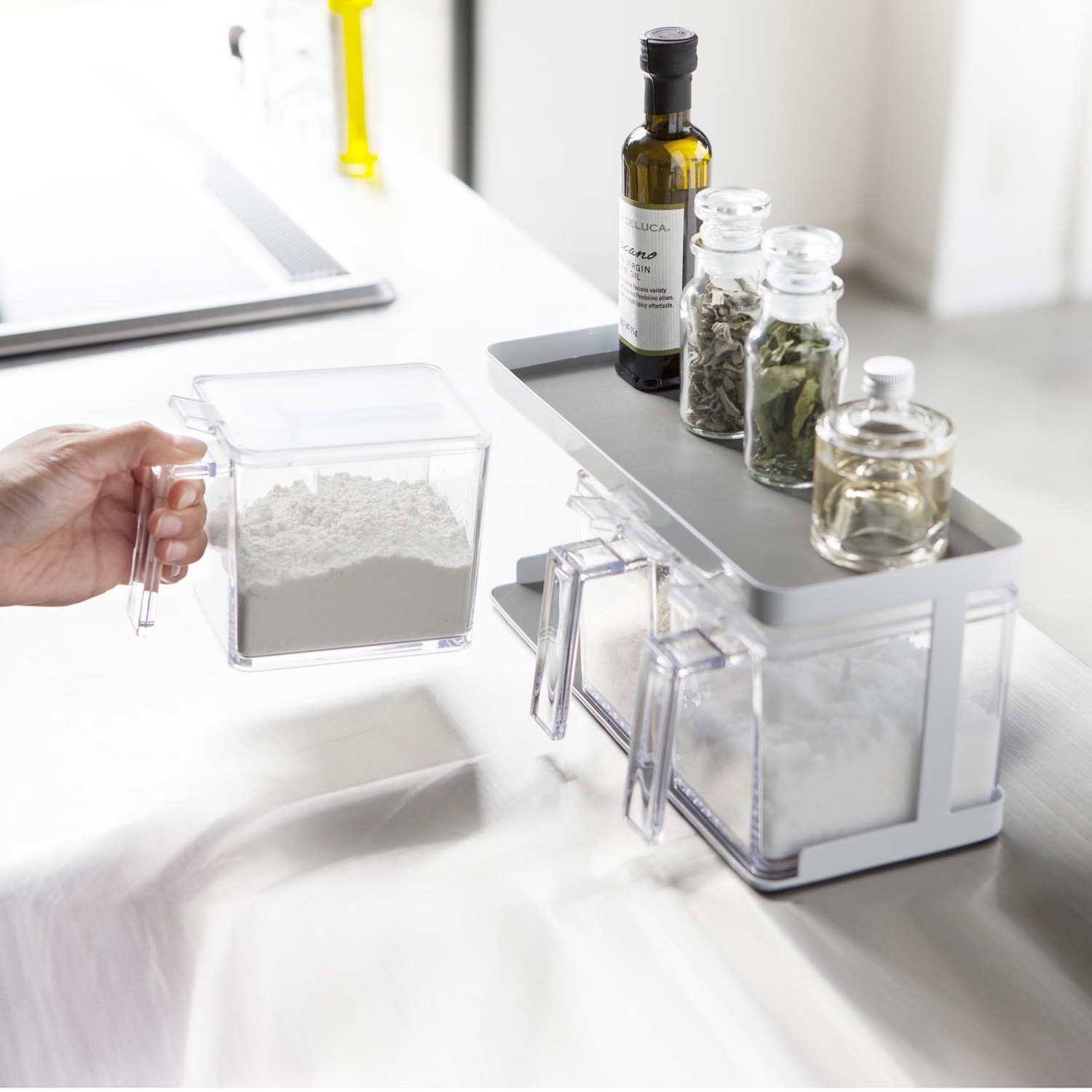 Tower Salt And Sugar Containers With Rack (3 Containers)