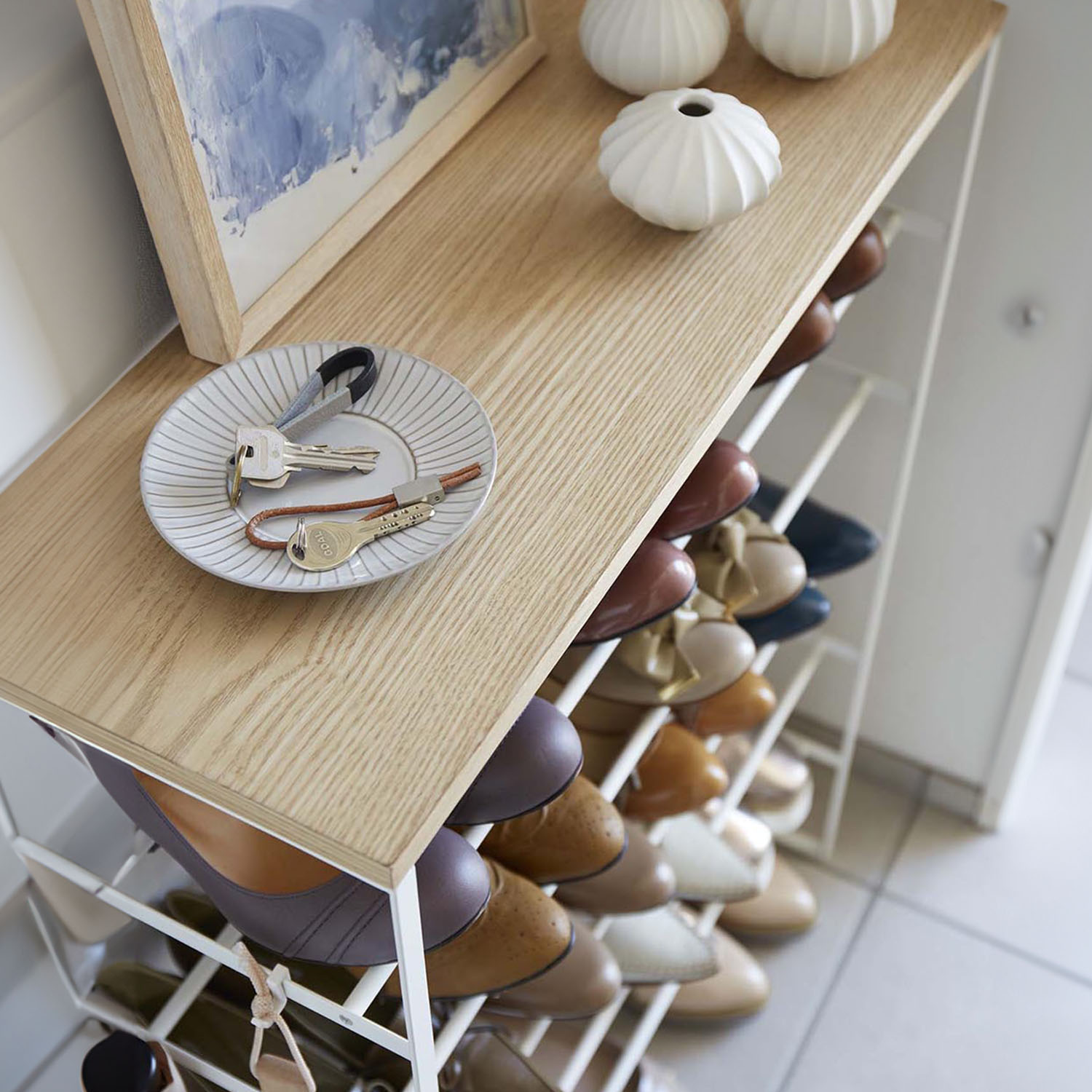 Tower 6 Tier Wood-Top Shoe Rack