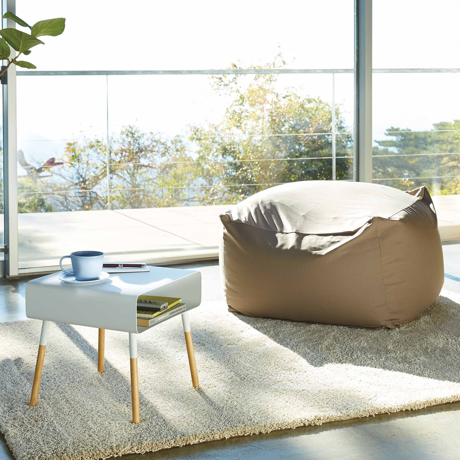 Plain Short Side Table with Storage