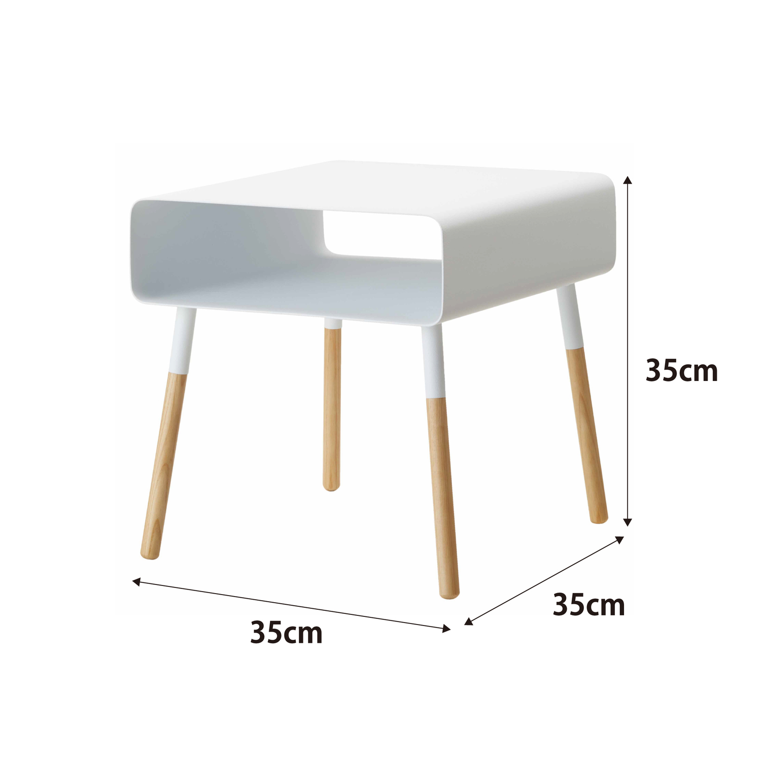 Plain Short Side Table with Storage Size Spec