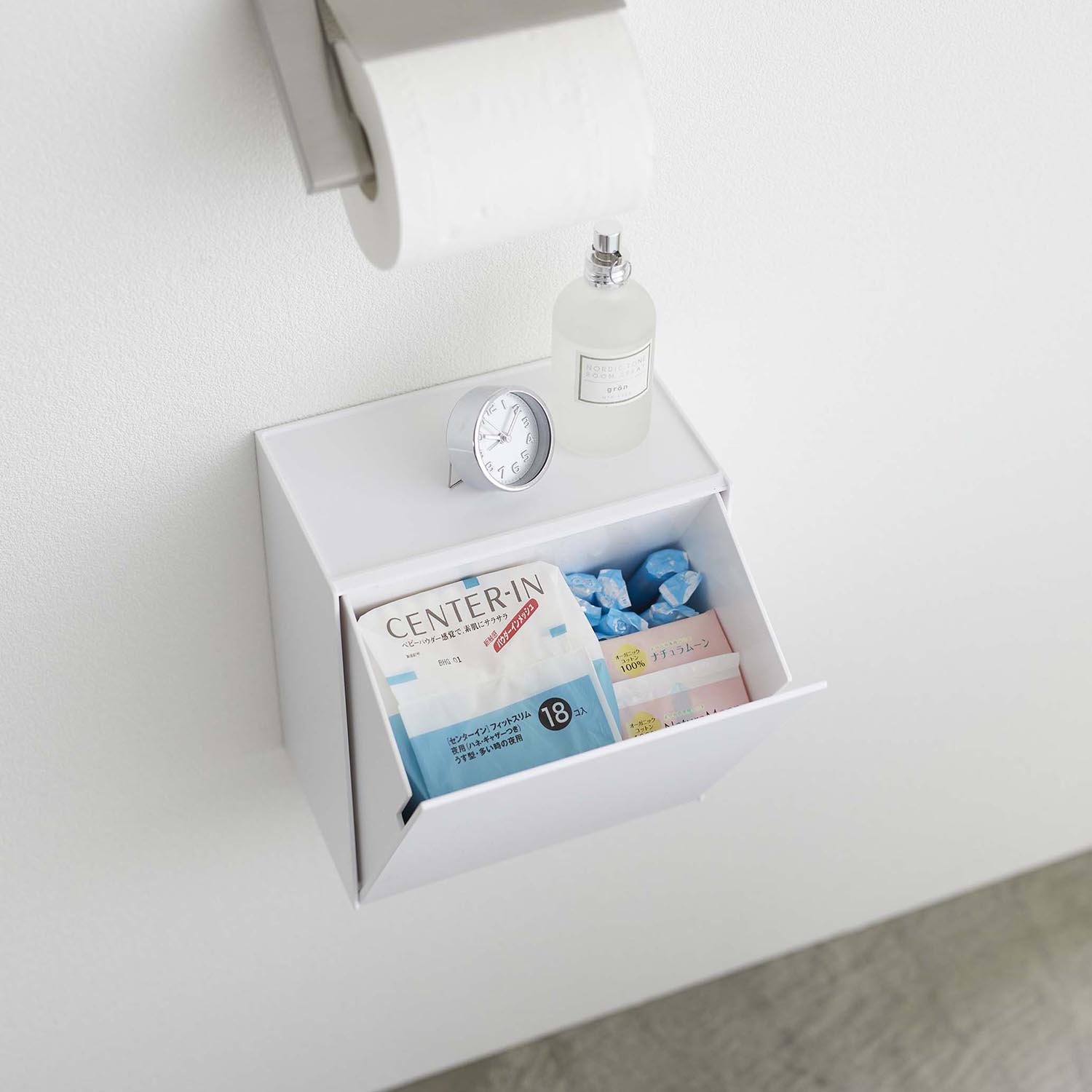 Tower Wall-Mounted Bathroom Wastebin & Storage