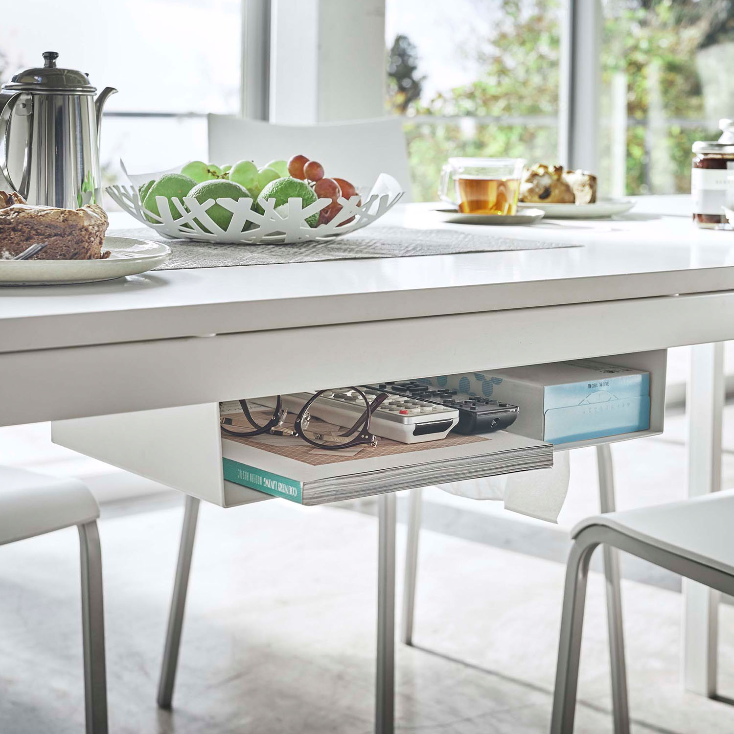 Tower Under-Table Storage Rack With Tissue Dispener