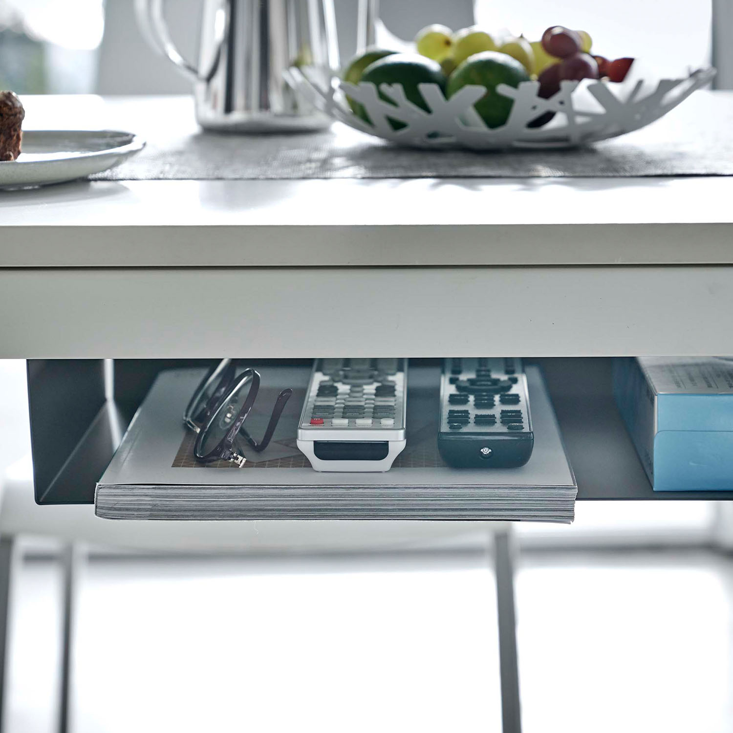 Tower Under-Table Storage Rack With Tissue Dispener