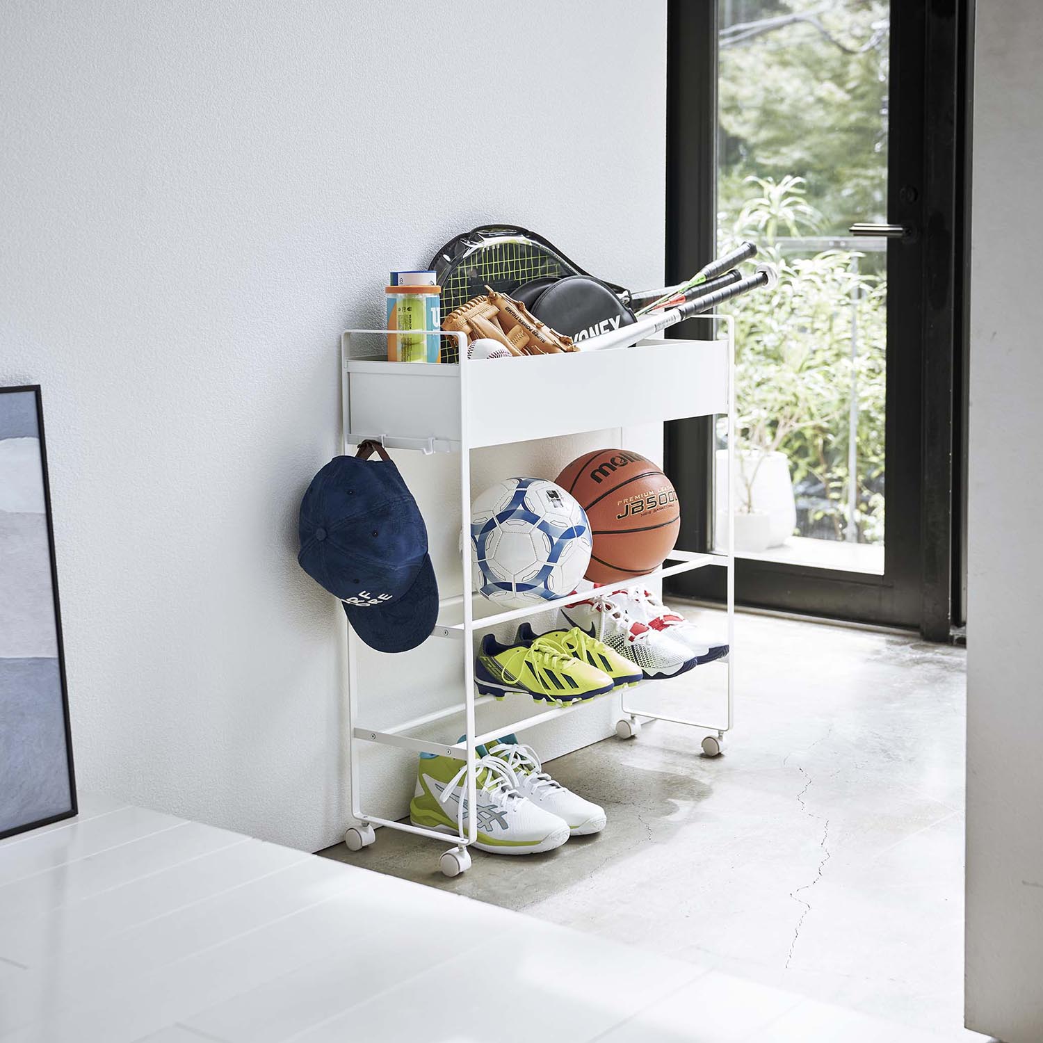 Tower Rolling Entryway Storage Shelf