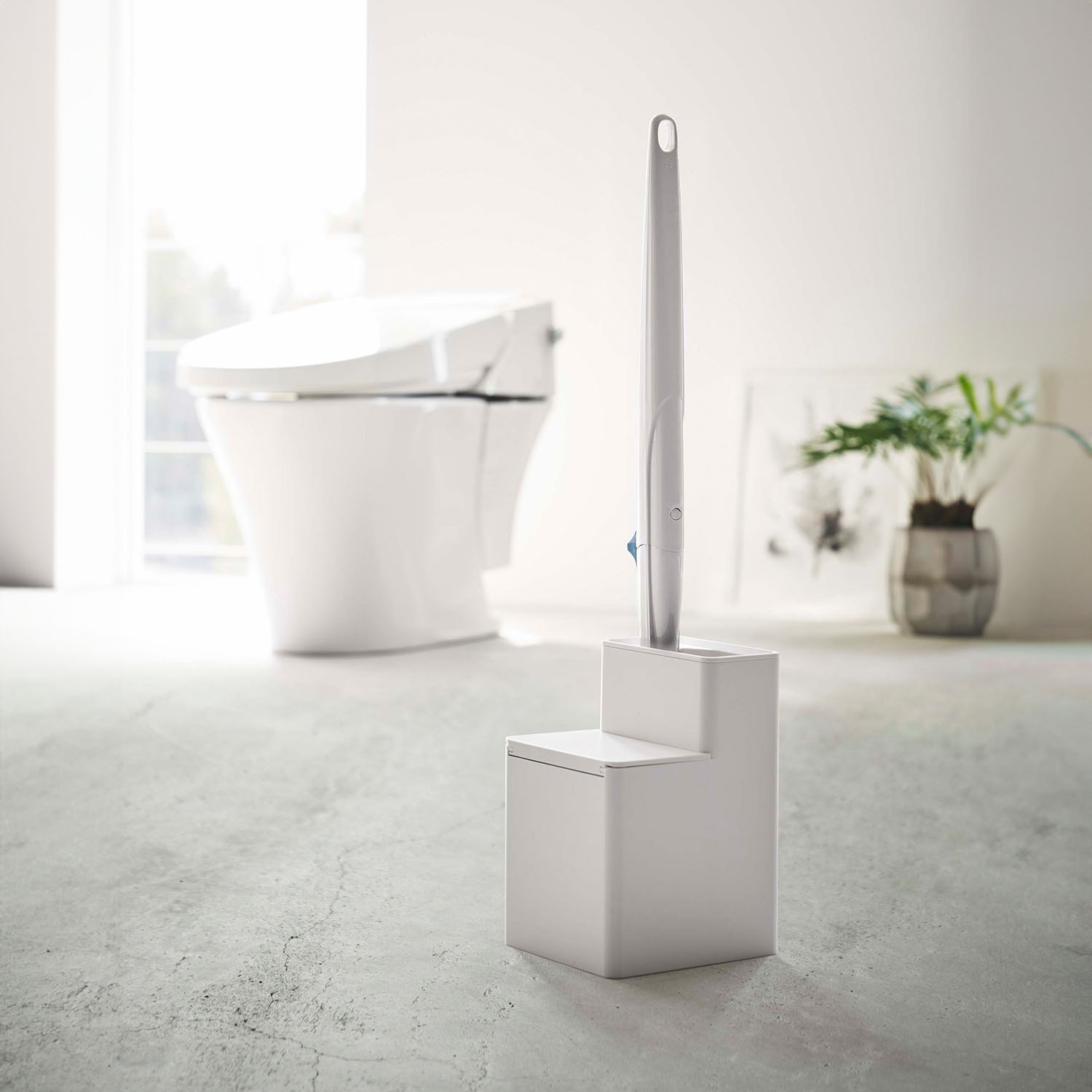 Tower Toilet Wand Stand With Replaceable Toilet Brush Storage