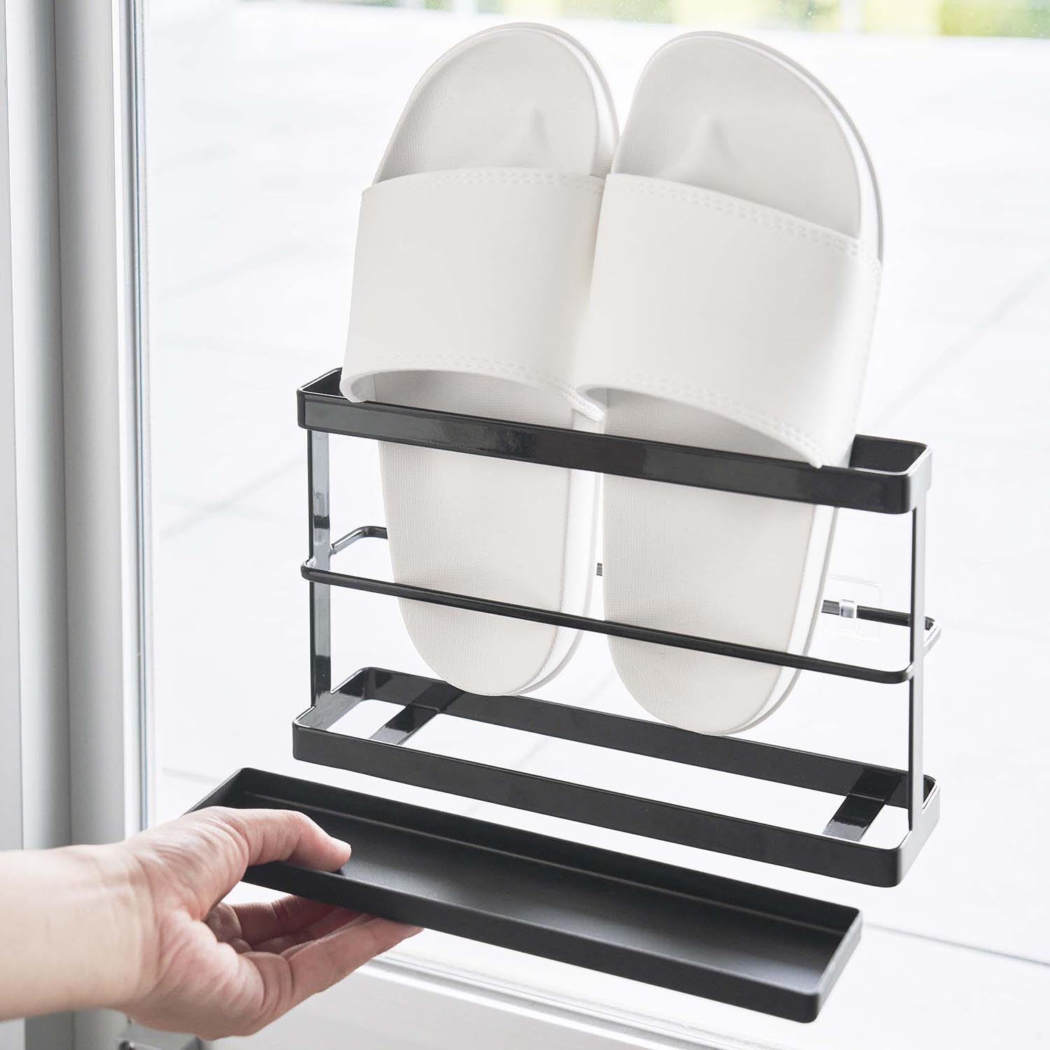 Tower Slipper Rack With Storage Tray