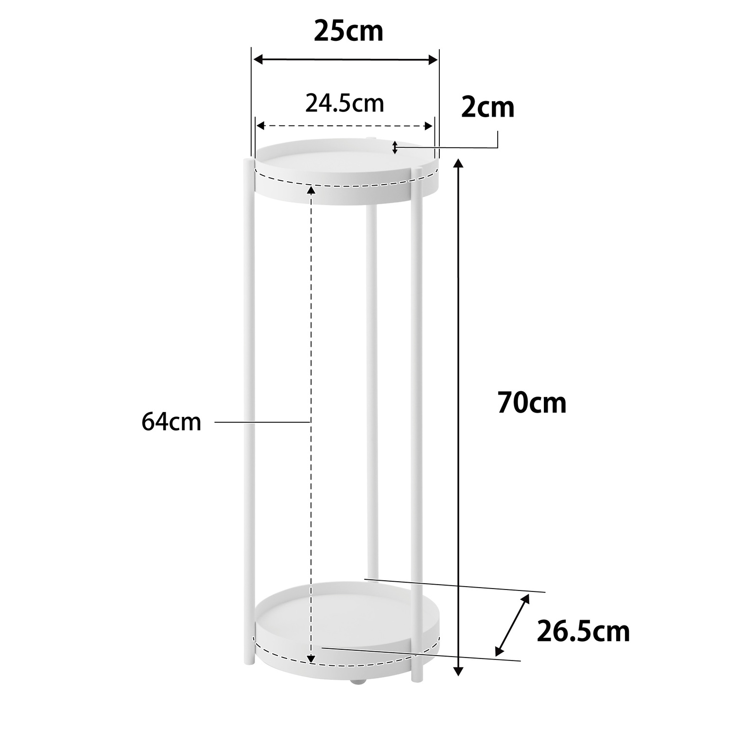 Tower Rolling Two-Tier Plant Stand Size Spec