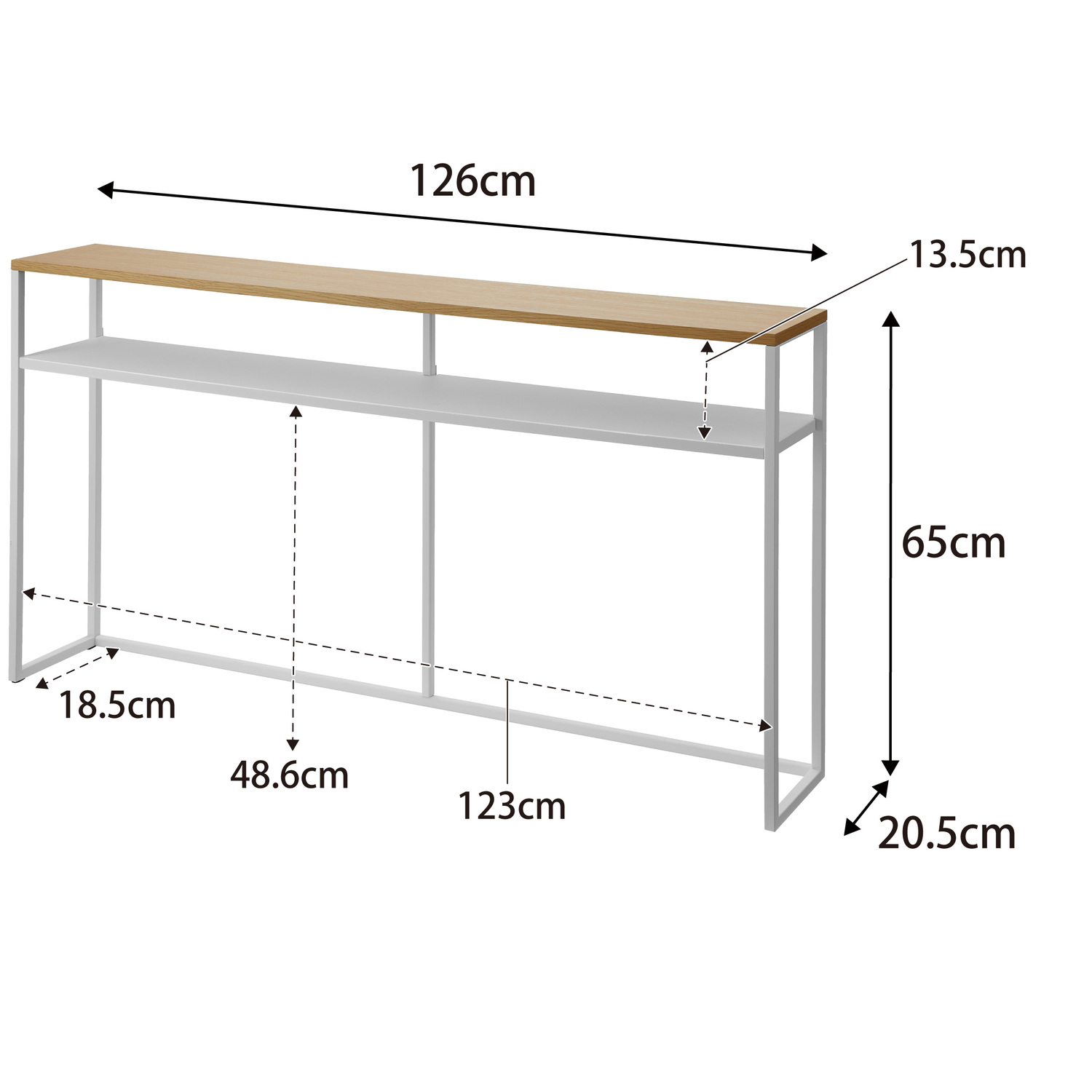 Tower Long Console Table With Shelf Size Spec