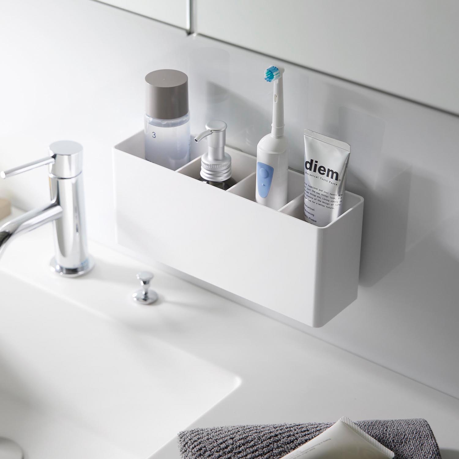 Mist Self Adhesive Storage Caddy - Sectioned