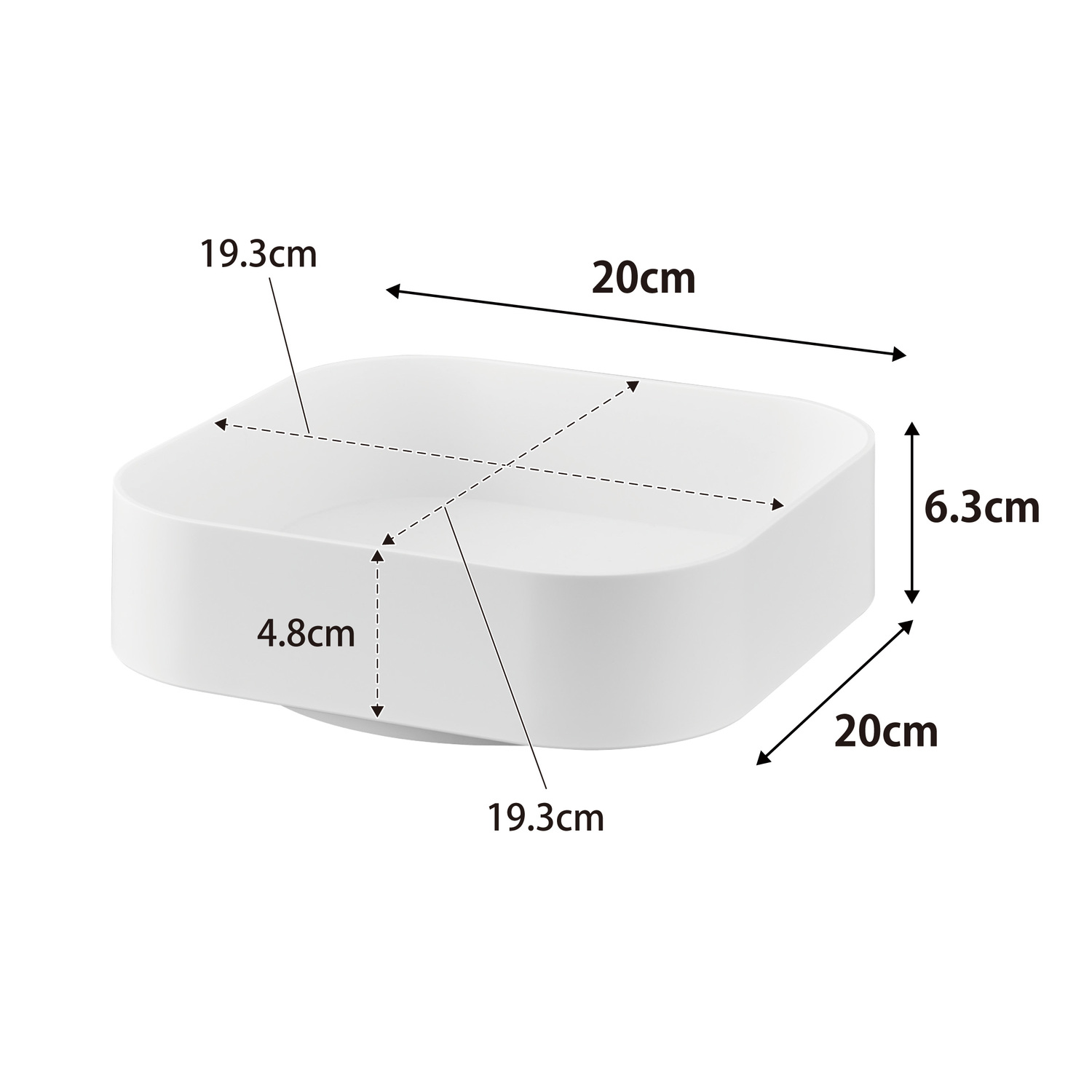 Tower Rotating Storage Tray - Square Size Spec