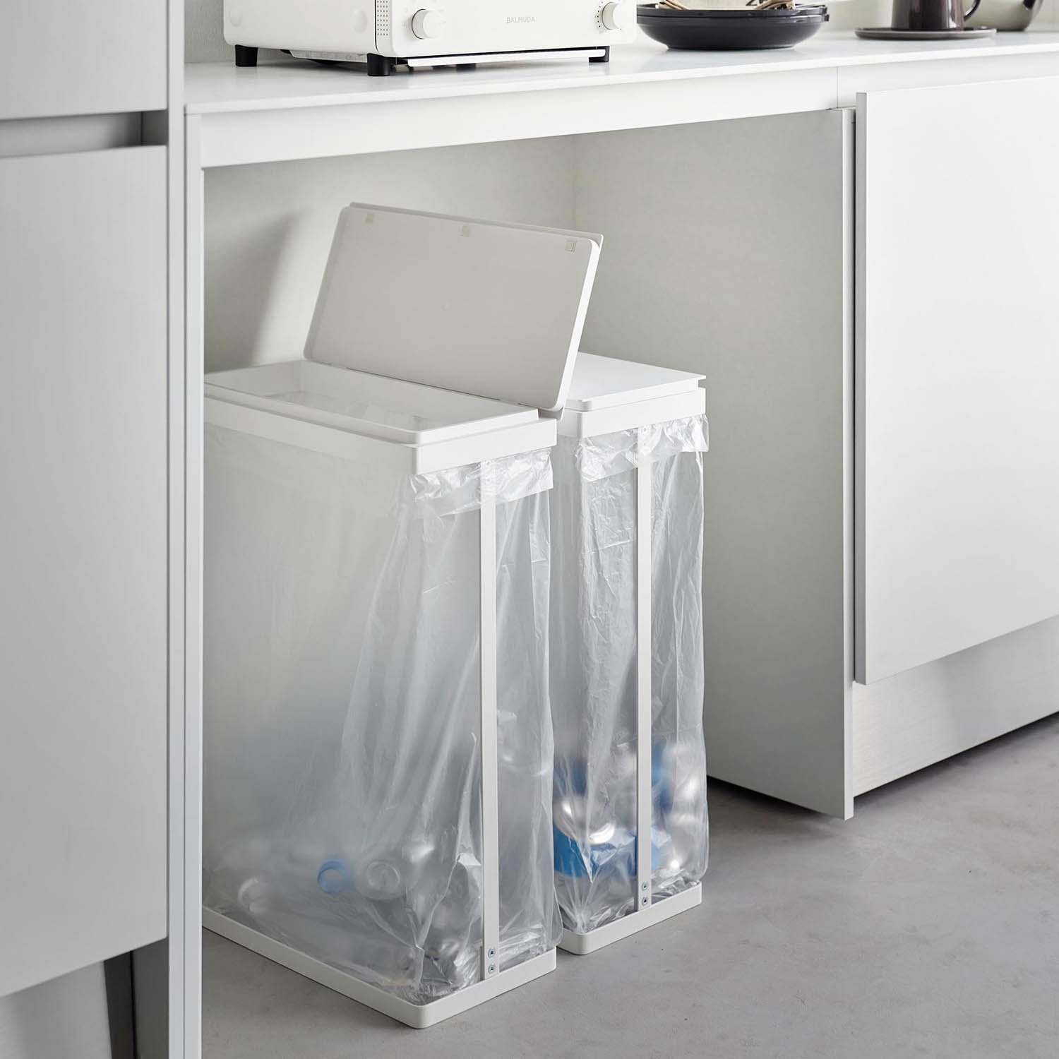 Tower Rubbish Bag Holder With Horizontal Lid - 2-Set