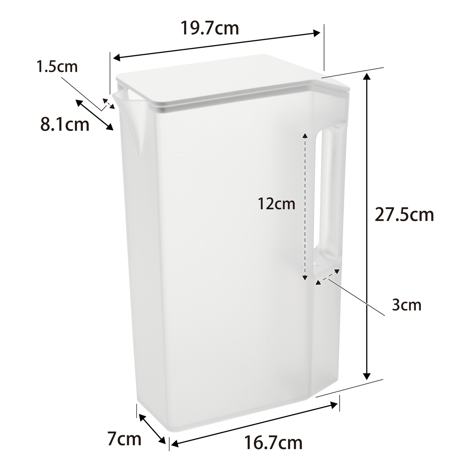 Tower Slim Water Pitcher With Handle [2L] Size Spec