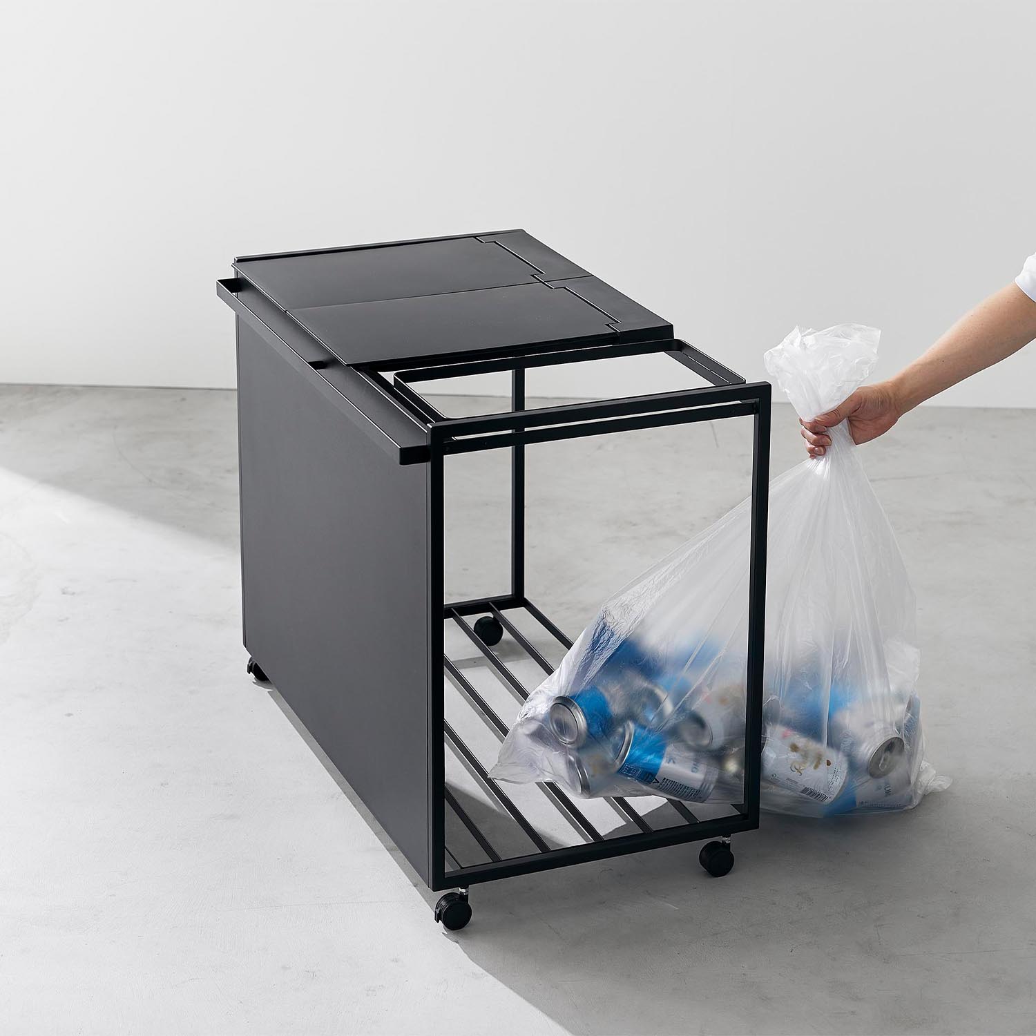 Tower Three-Compartment Recycling Cart With Lid [45L]