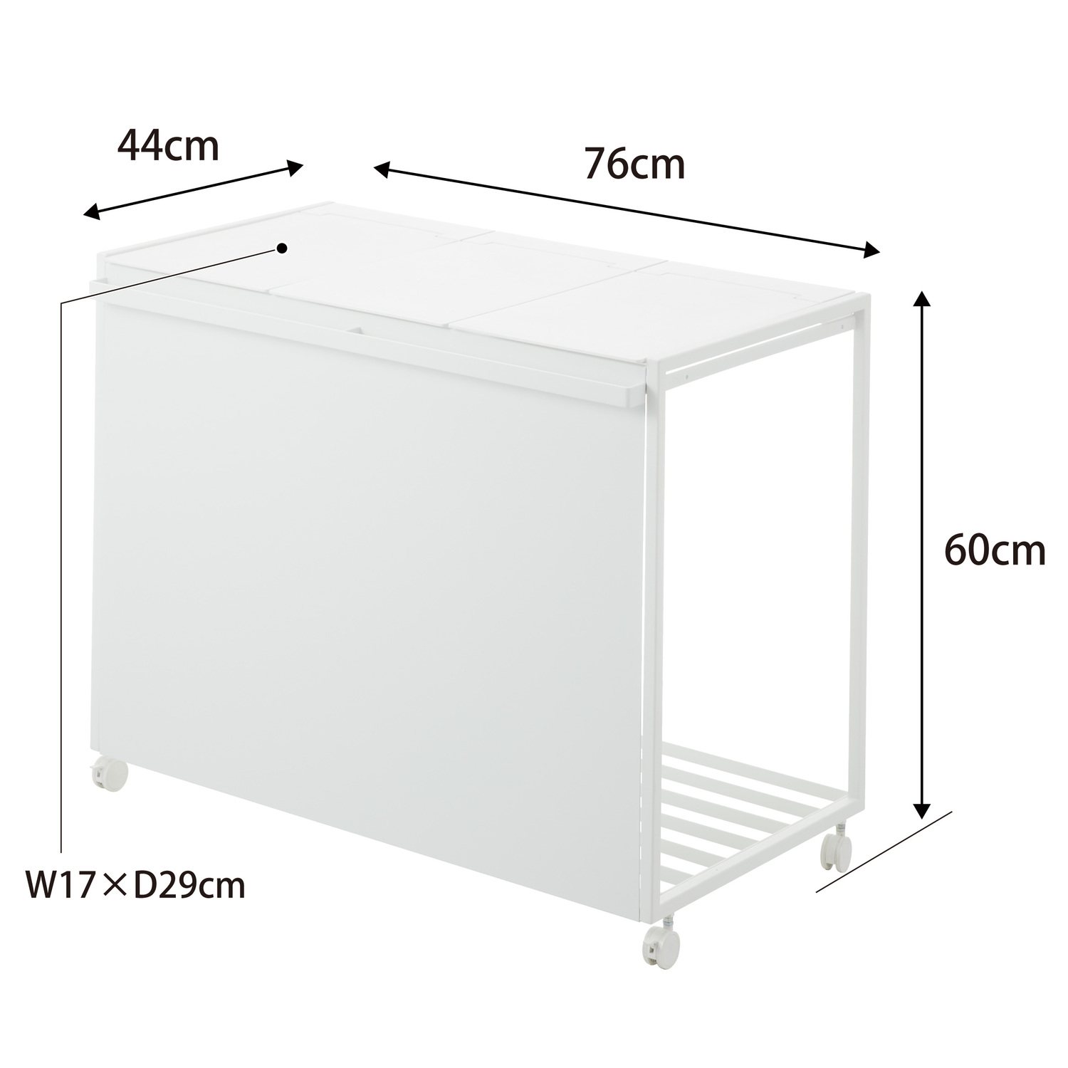 Tower Three-Compartment Recycling Cart With Lid [45L] Size Spec