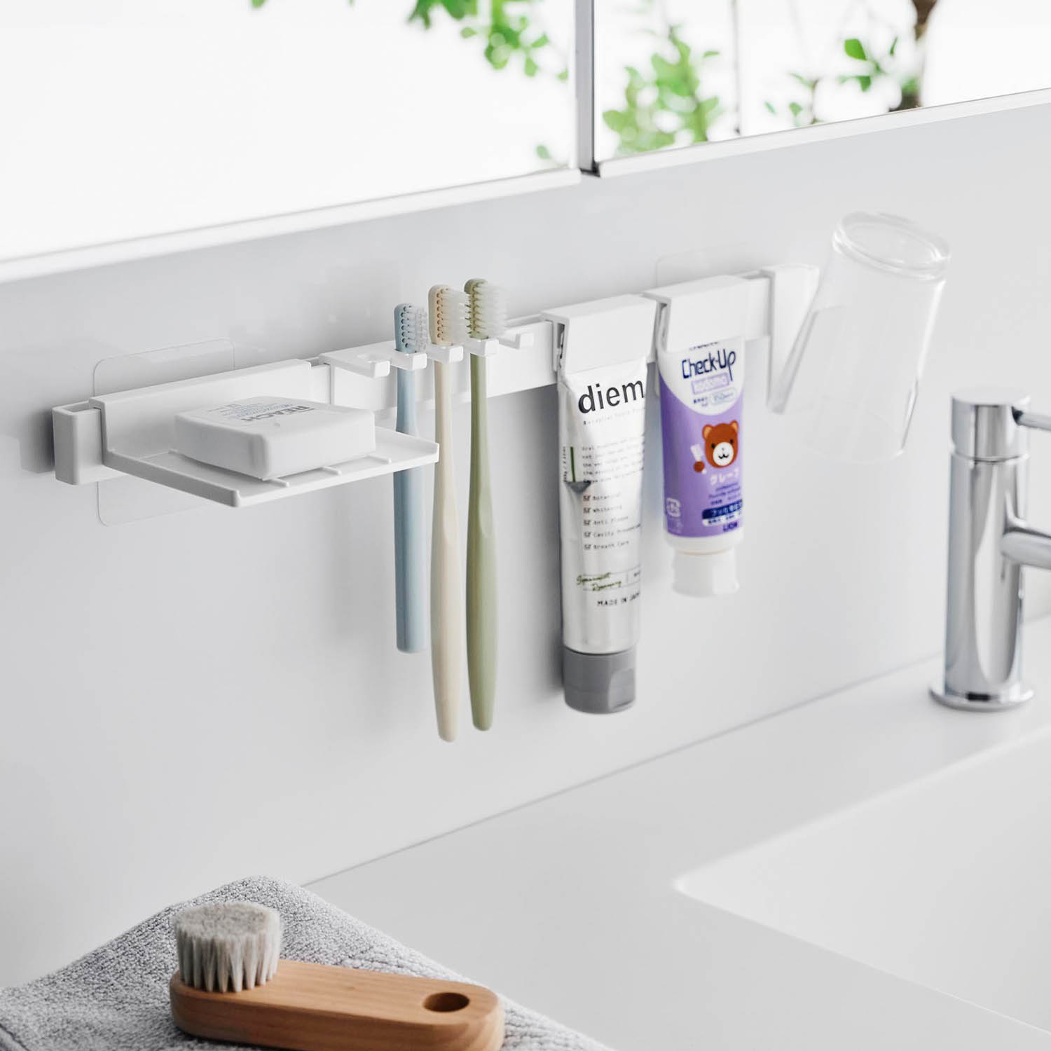 Tower Self-Adhesive Toothbrush & Toiletries Holder