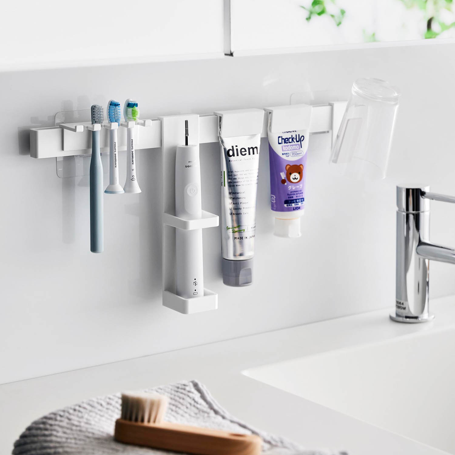 Tower Self-Adhesive Electric Toothbrush & Toiletries Holder