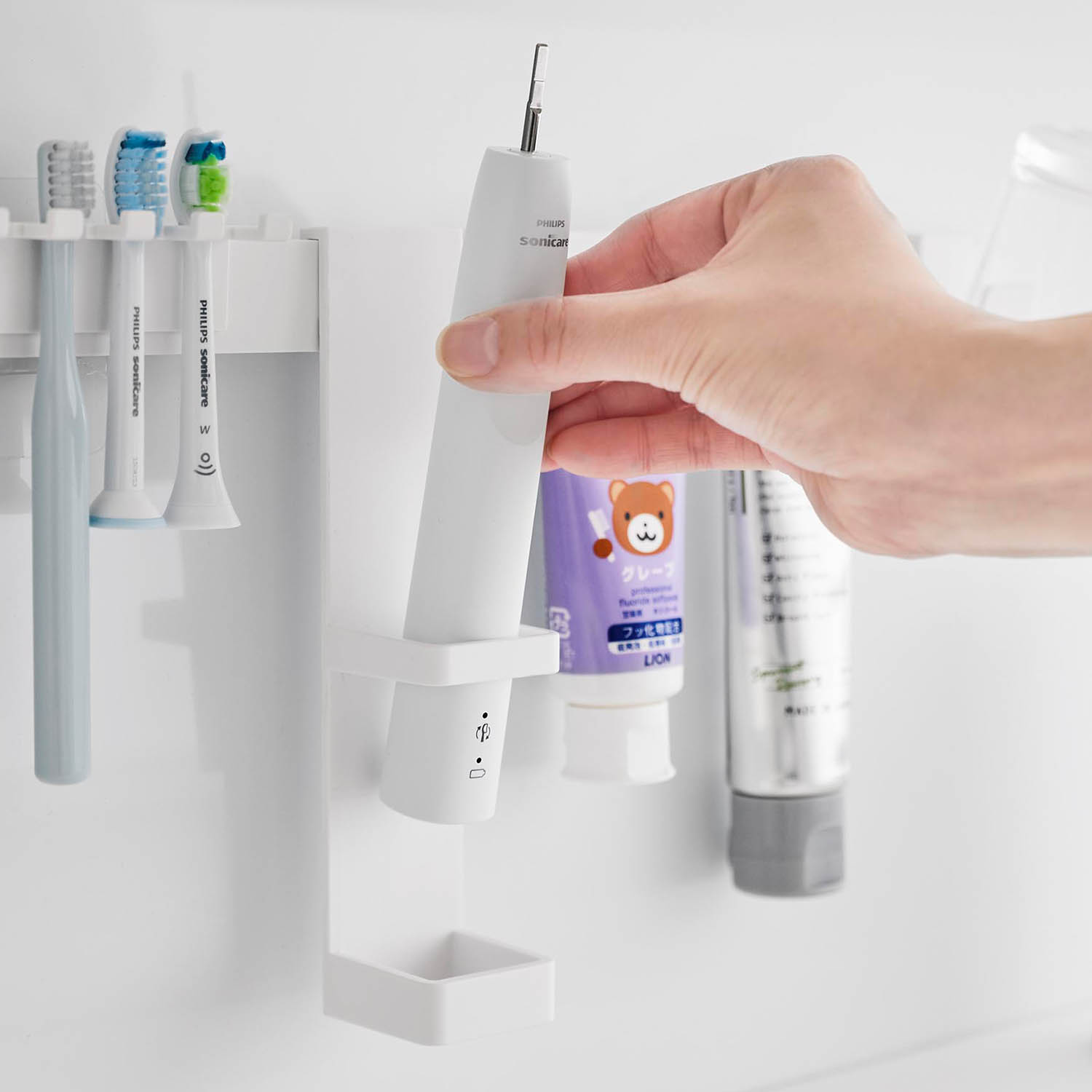 Tower Self-Adhesive Electric Toothbrush & Toiletries Holder