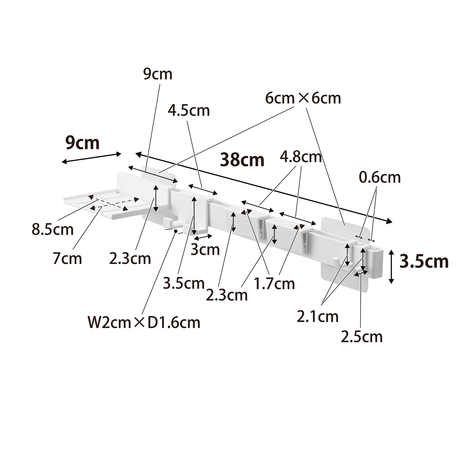 Tower Self-Adhesive Toiletries Holder Size Spec