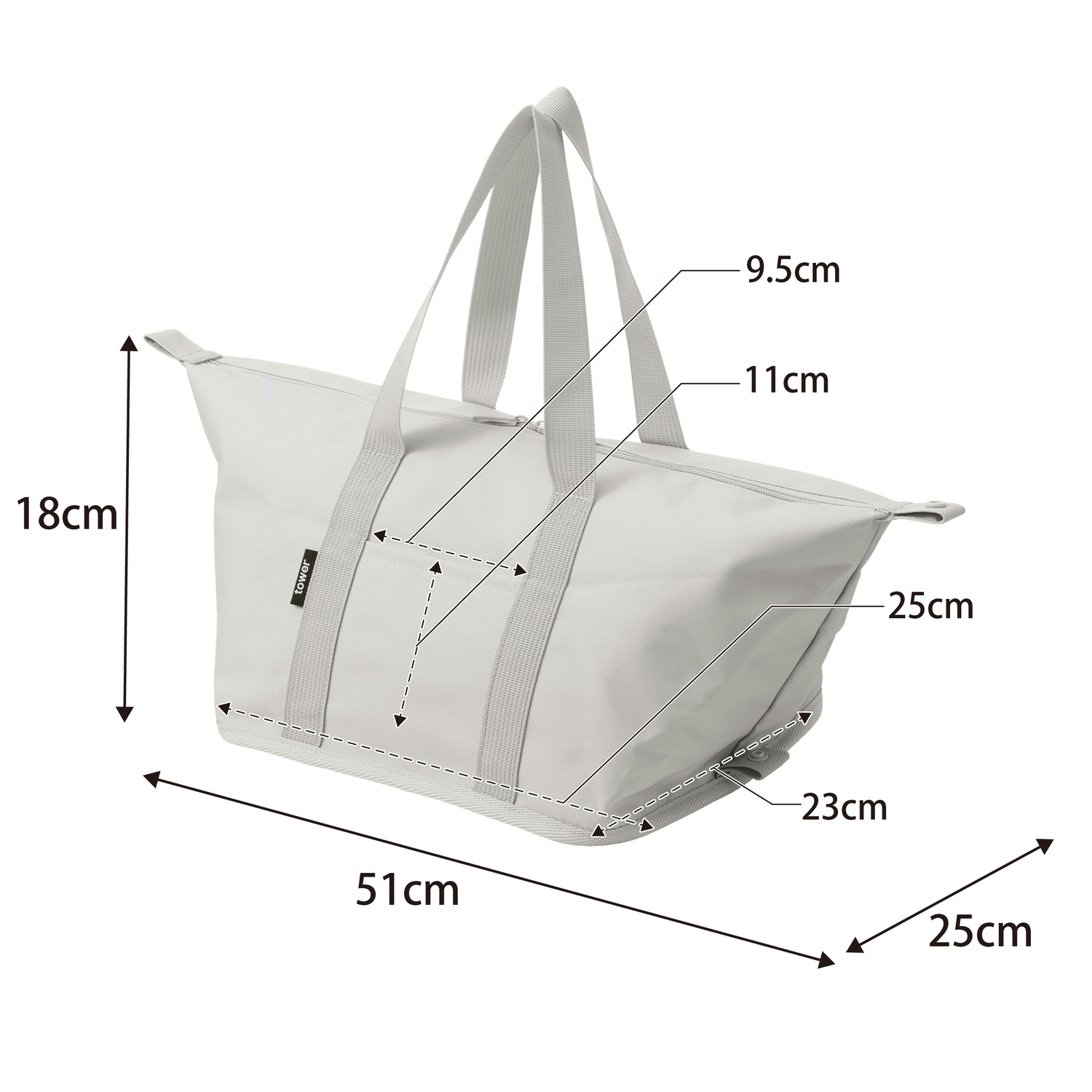 Tower Wide Bottom Washable Lunch Bag Size Spec