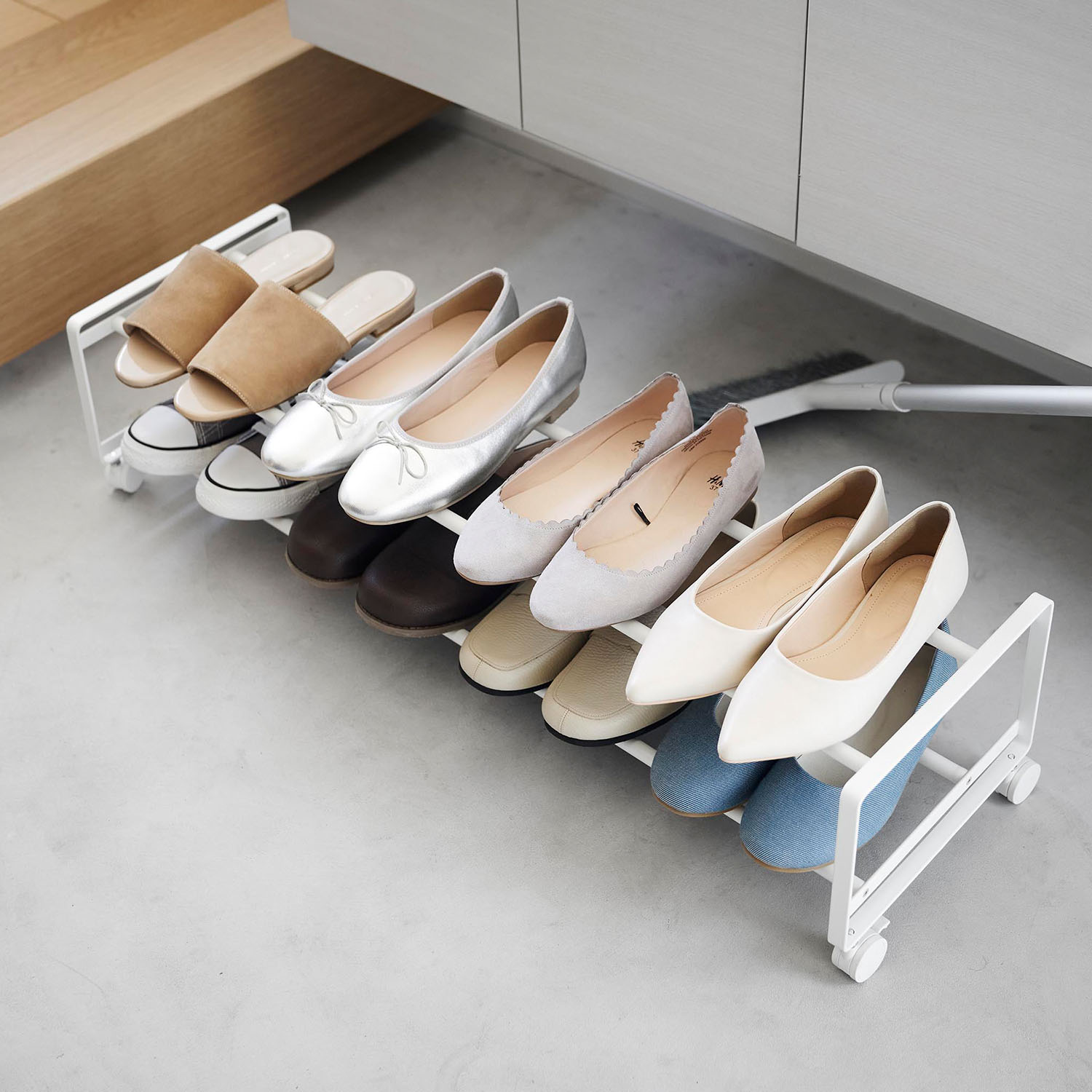 Tower Two-Tier Rolling Shoe Rack