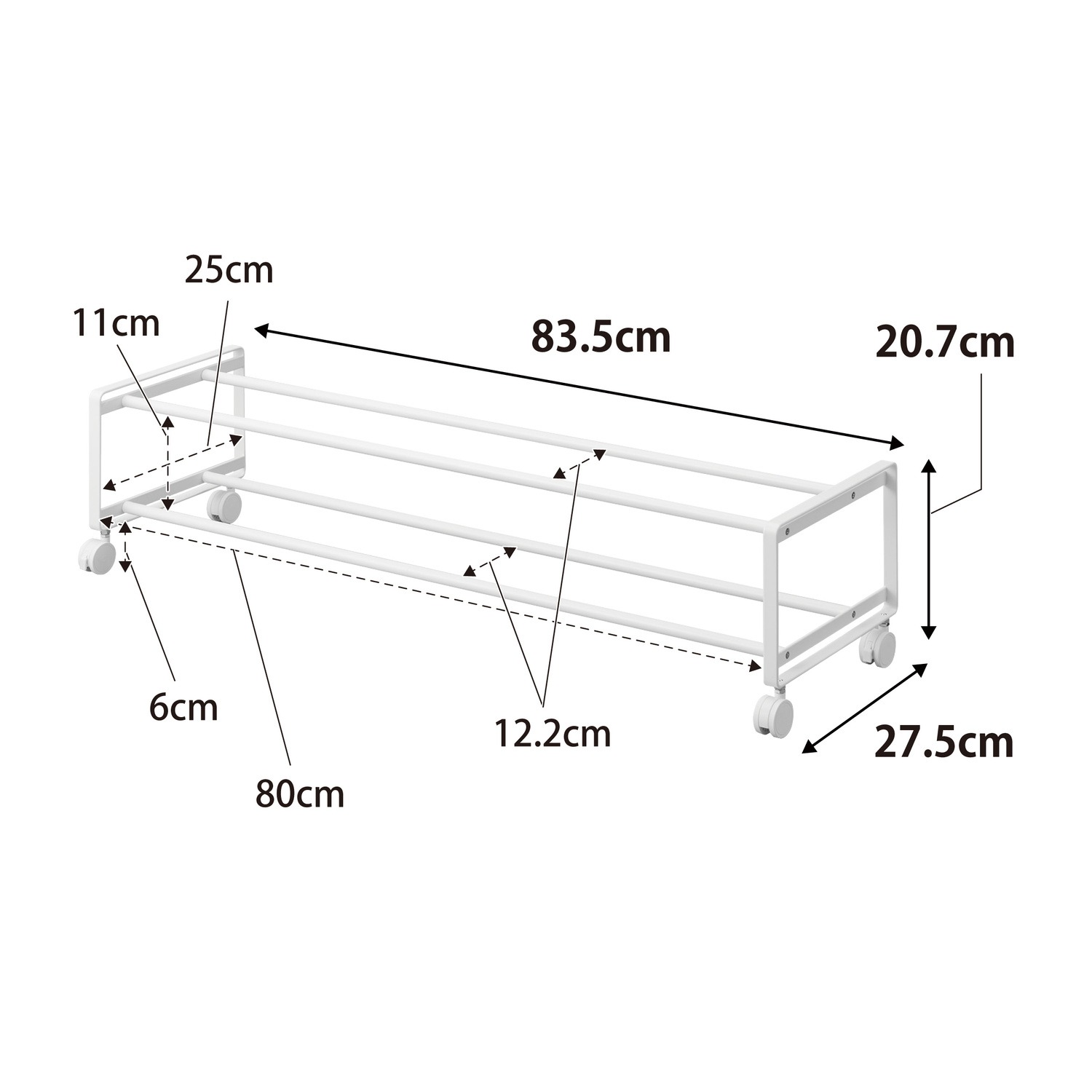 Tower Two-Tier Rolling Shoe Rack Size Spec
