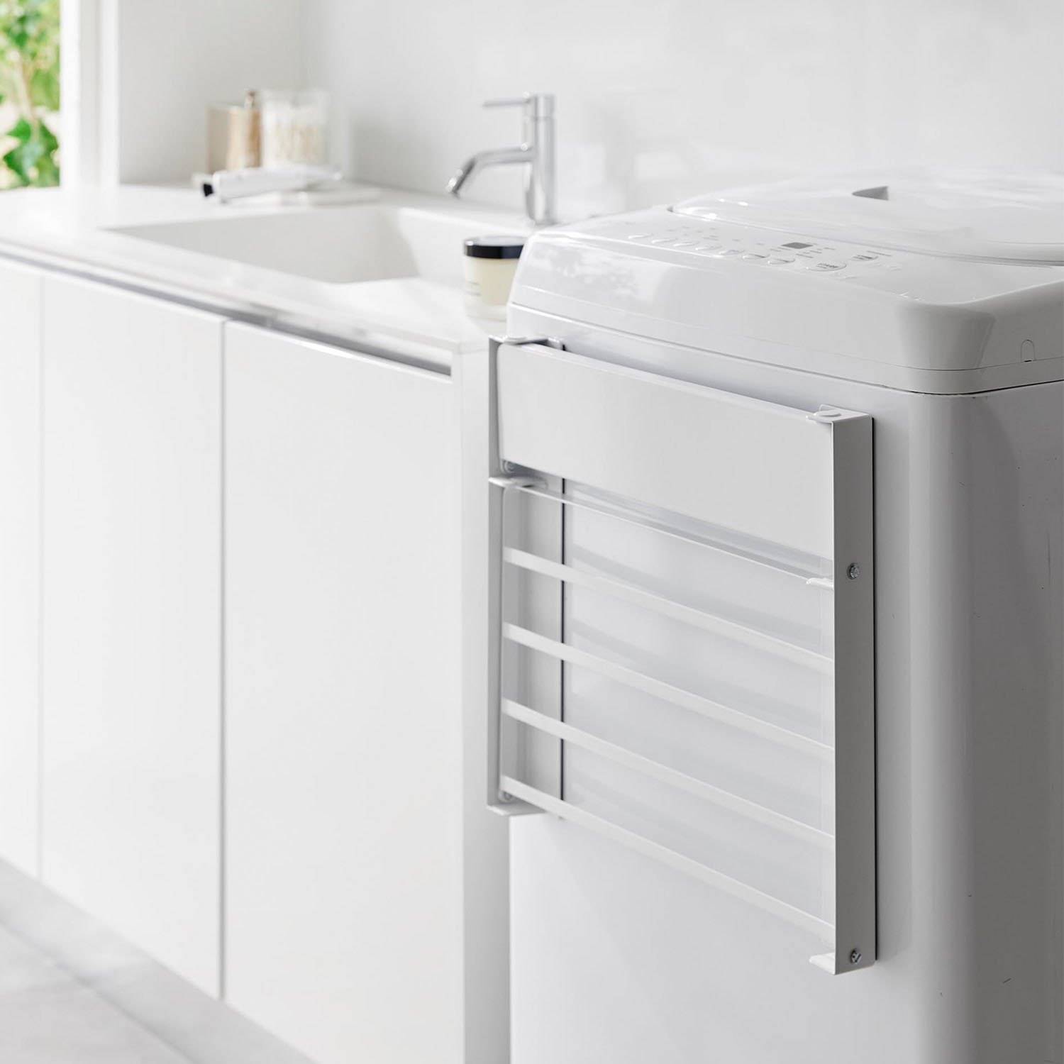 Tower Washing Machine-Side Magnetic Folding Shelf - Two-Tier