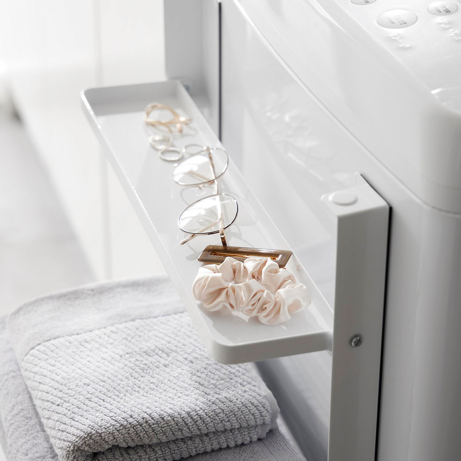 Tower Washing Machine-Side Magnetic Folding Shelf - Two-Tier