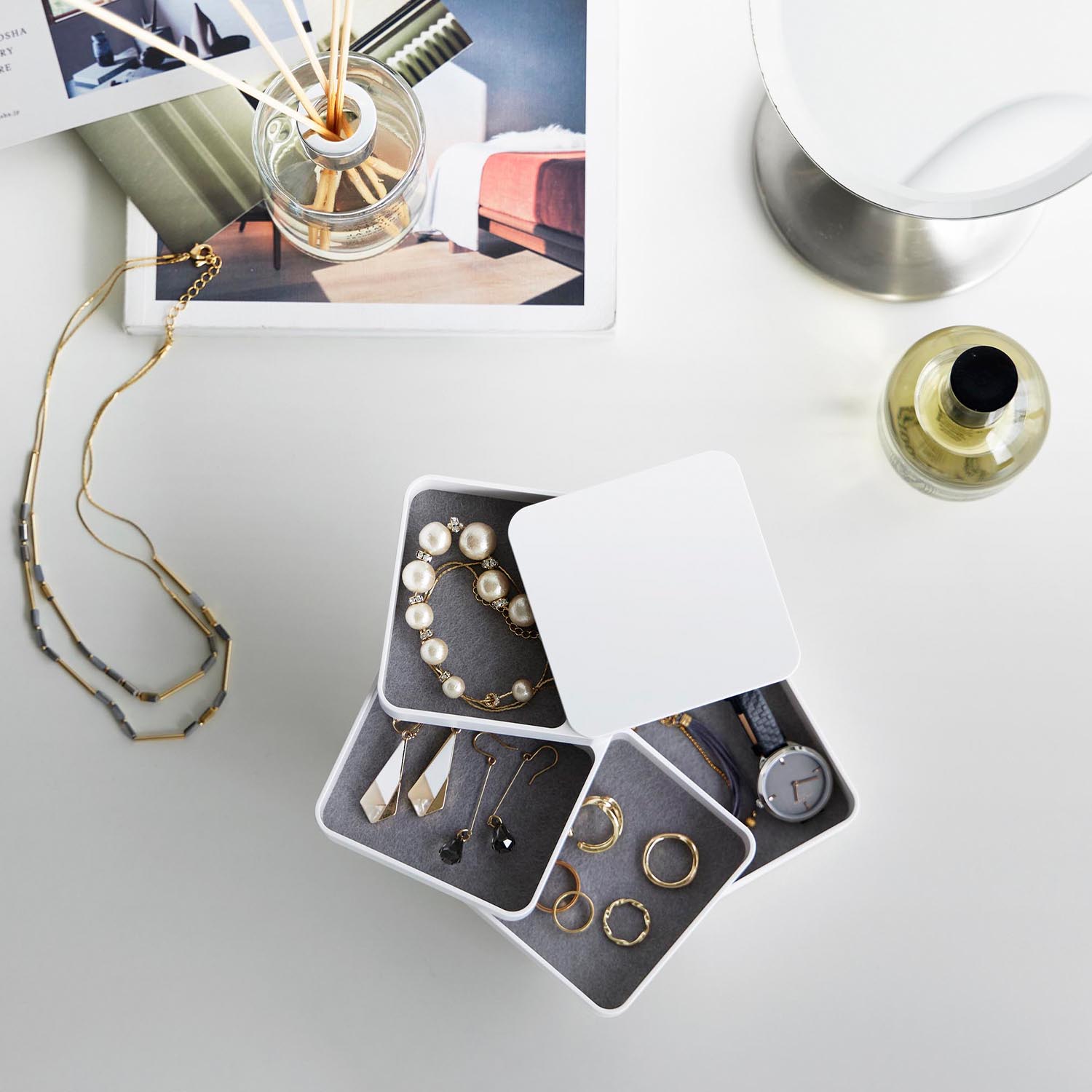 Tower Stacked Jewelry Box - Square