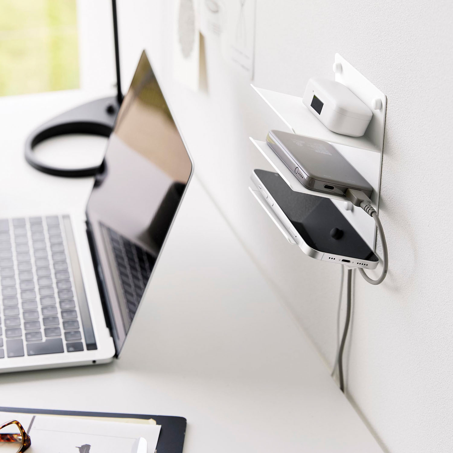 Tower Wall-Mounted Three-Tier Charging & Storage Rack