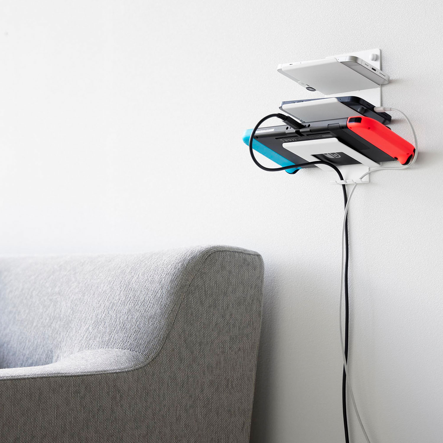 Tower Wall-Mounted Three-Tier Charging & Storage Rack